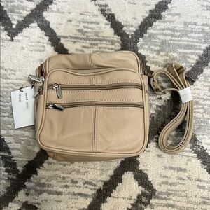 Beige Leather Crossbody Bag
